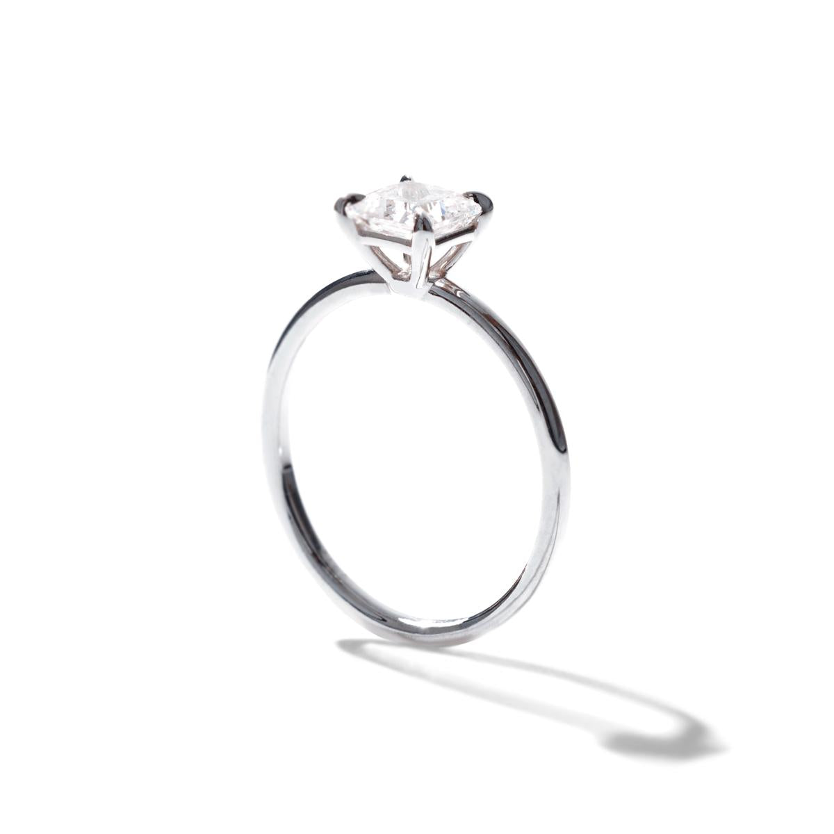 18K White Gold Platinum Princess Engagement Ring