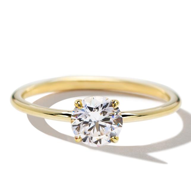 18K Yellow Gold Round Engagement Ring