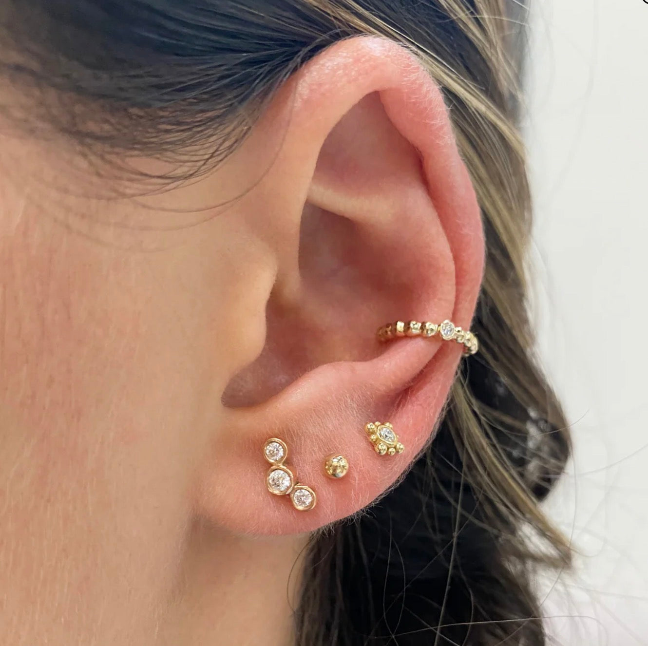 Three Graduated Diamond Curve Stud Earrings-Zoë Chicco