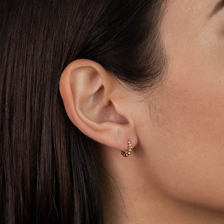 Tiny Ball Huggie Hoop Earrings-JaxKelly