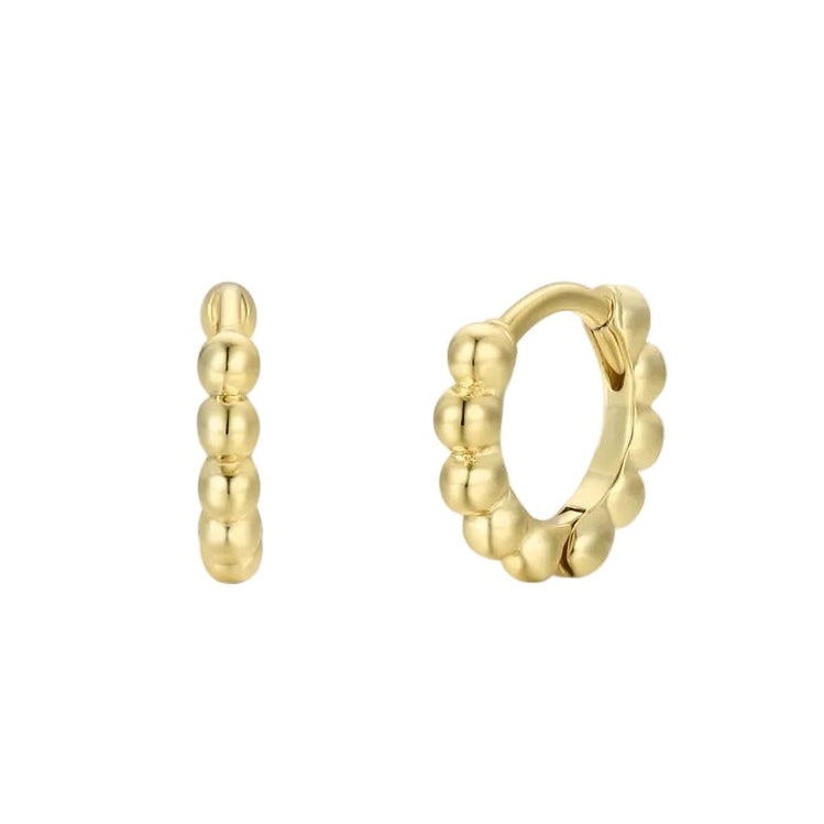 Tiny Ball Huggie Hoop Earrings-JaxKelly