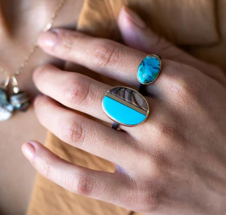 Turquoise + Biggs Jasper Inlay Ring-Karin Luvaas