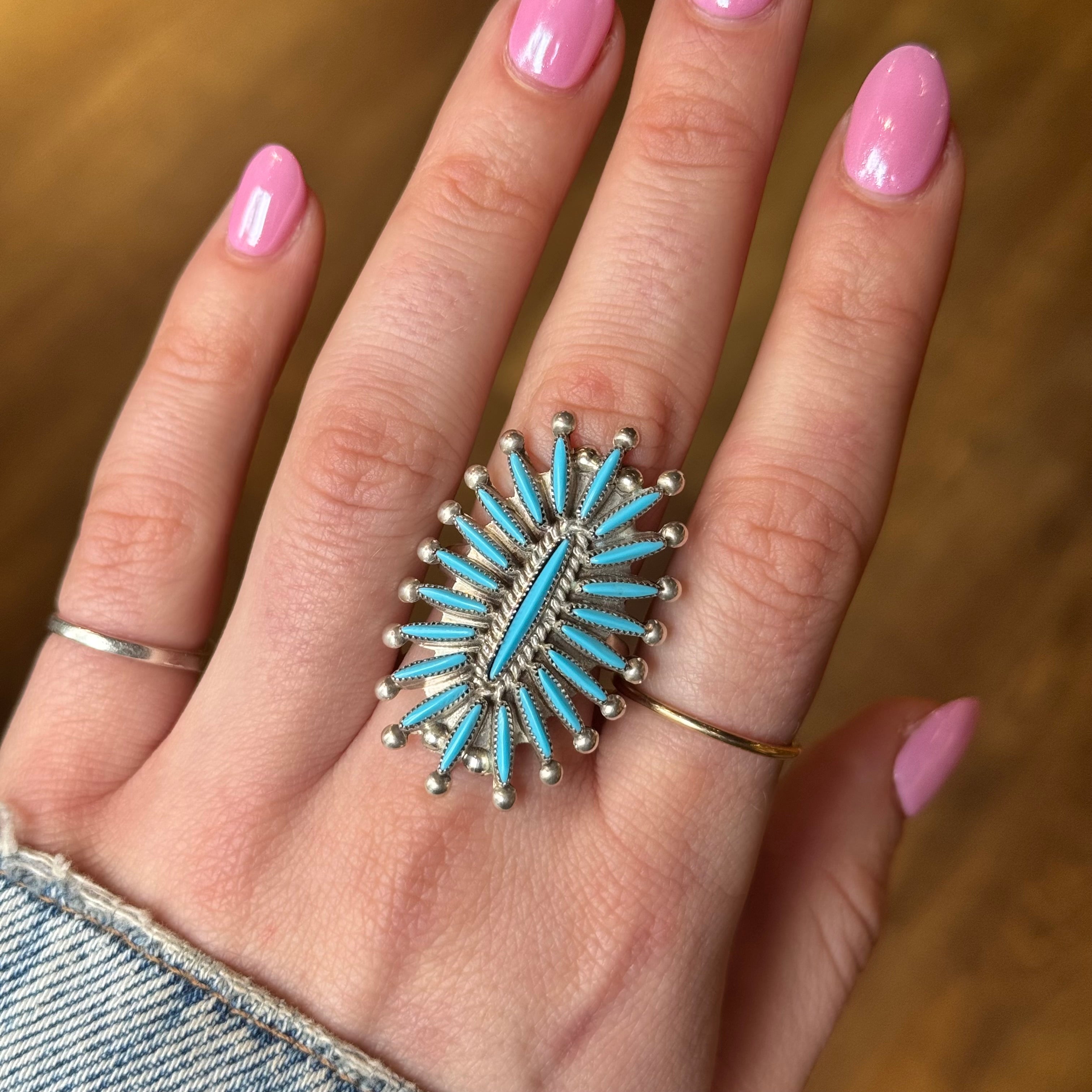Zuni Turquoise Ring by LC Waatsa-Southwest