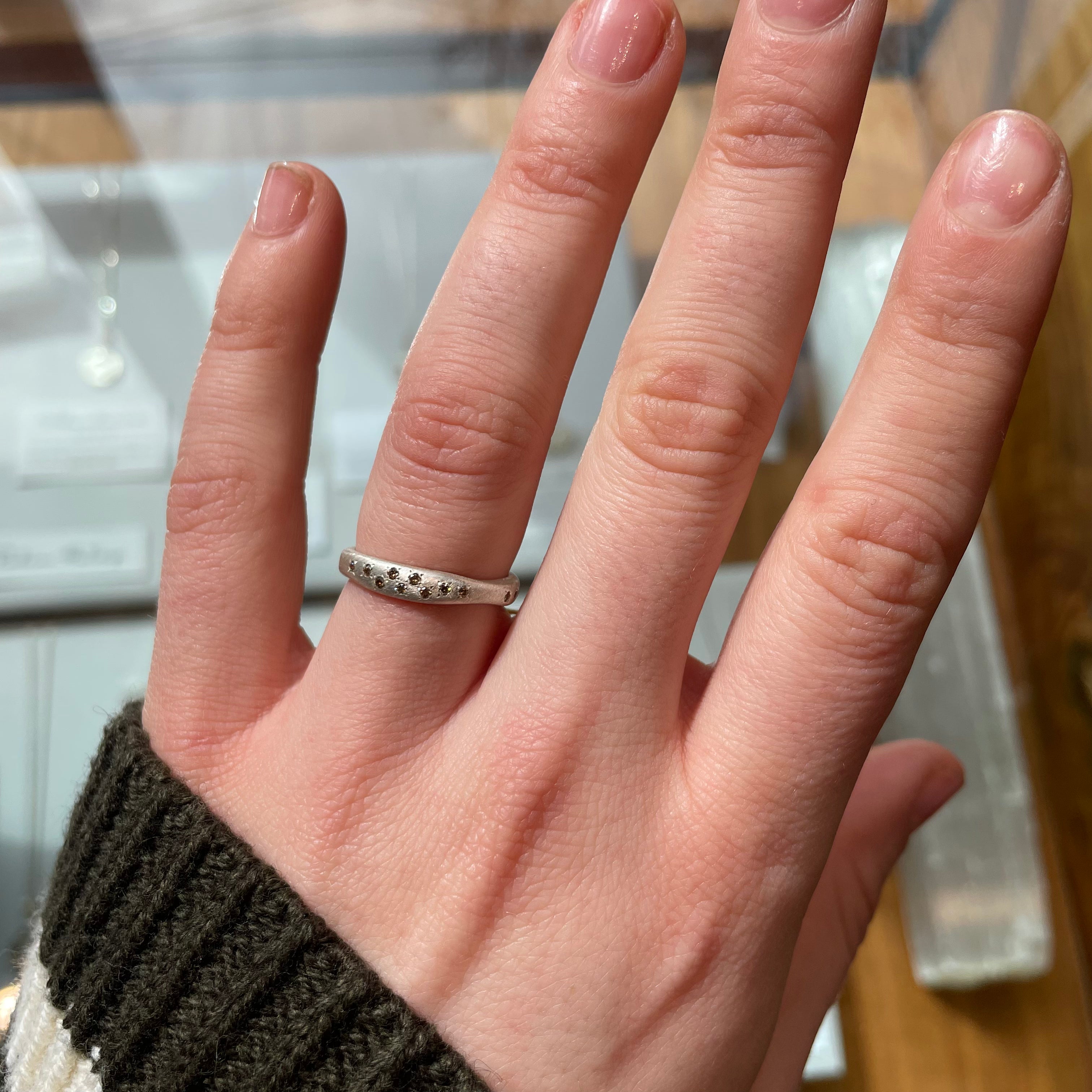 Silver Flow Diamond Ring #2-Yasuko Azuma