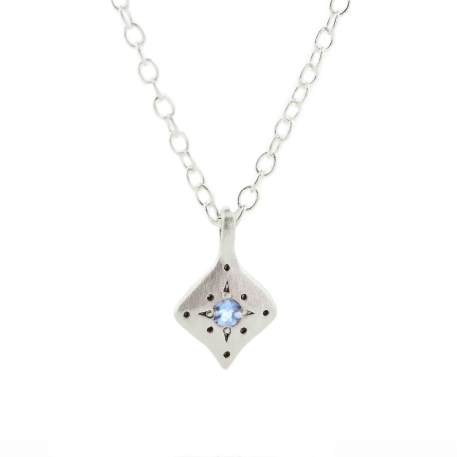 Silver Nights Aquamarine Charm Necklace-Adel Chefridi