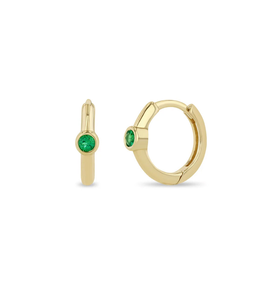 10.5mm Emerald Huggie Hoops-Zoë Chicco