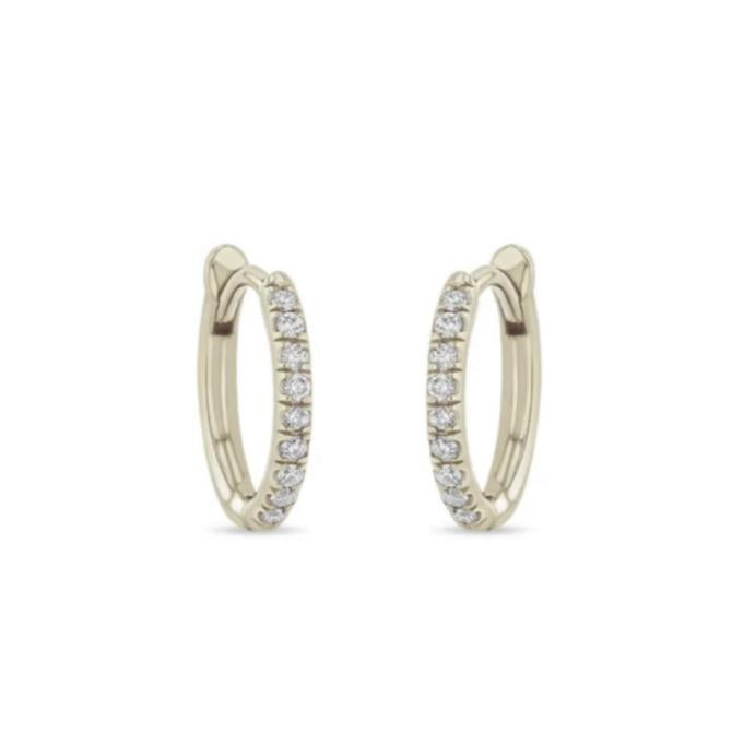 10.5mm Hinged Pave Huggie Hoops in White Gold-Zoë Chicco
