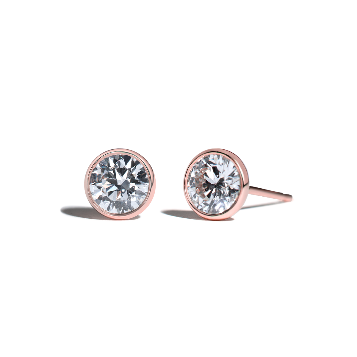 Bezel Diamond Stud Earrings