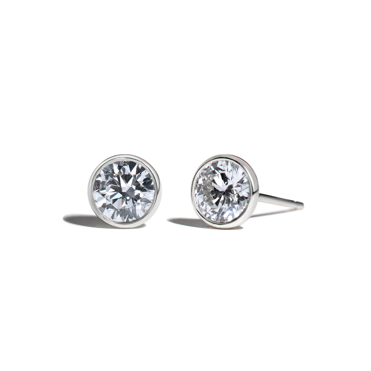Bezel Diamond Stud Earrings