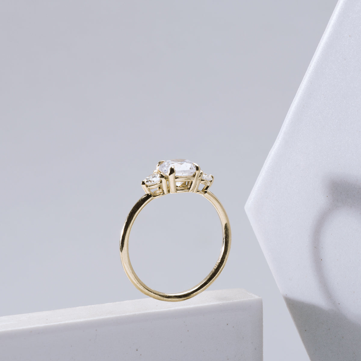 Cultivated 3 Diamond Lab Engagement Ring