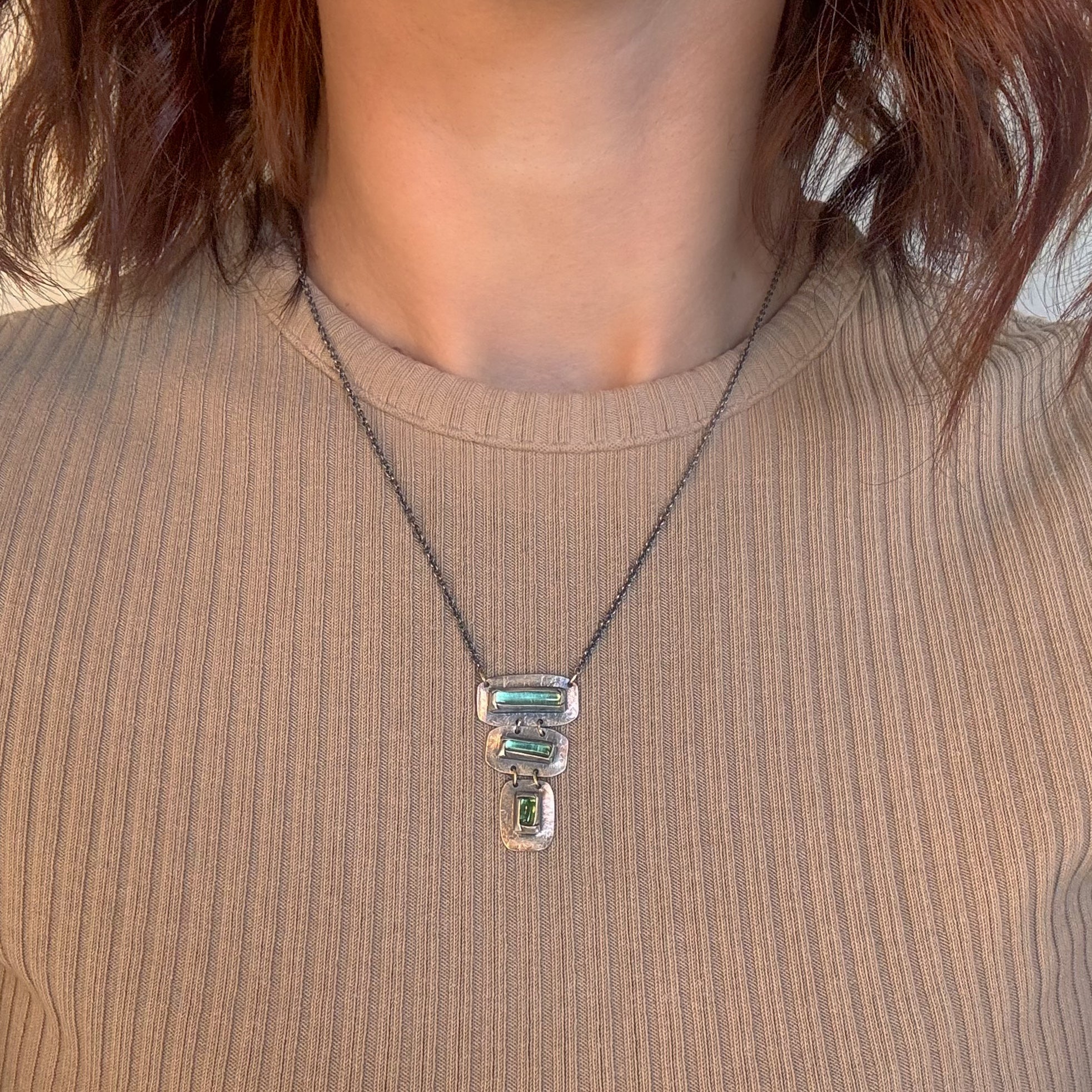 Triple Tier Green Tourmaline Necklace