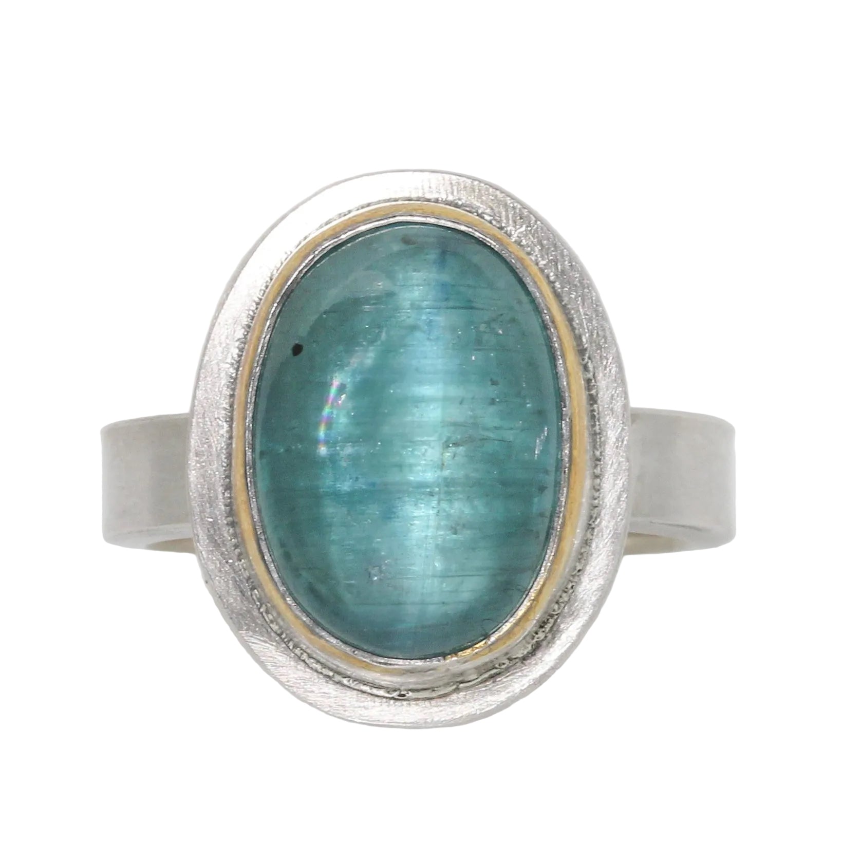 austin Titus blue kyanite ring in sterling silver and 24k gold