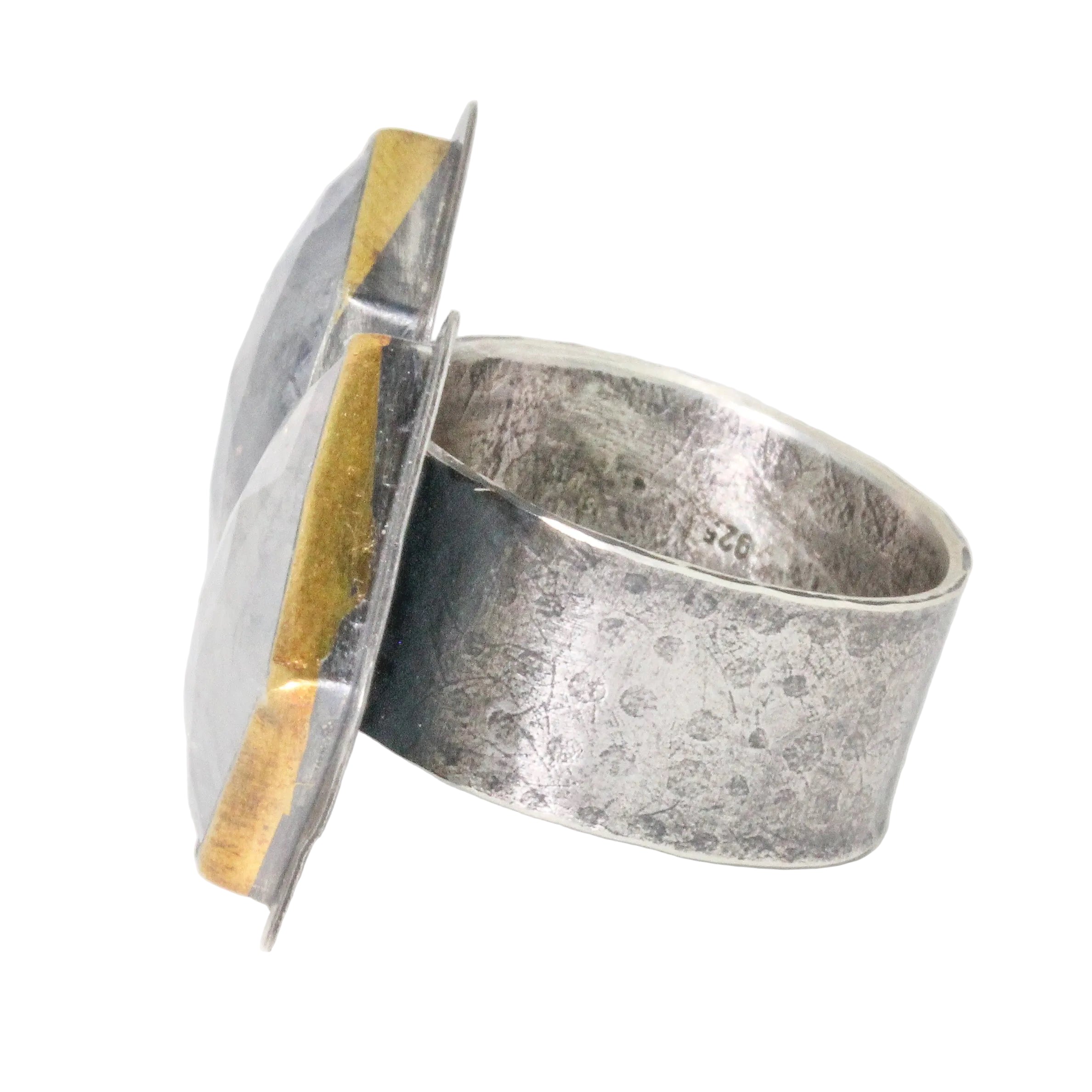 Double Crown Rainbow Moonstone Ring