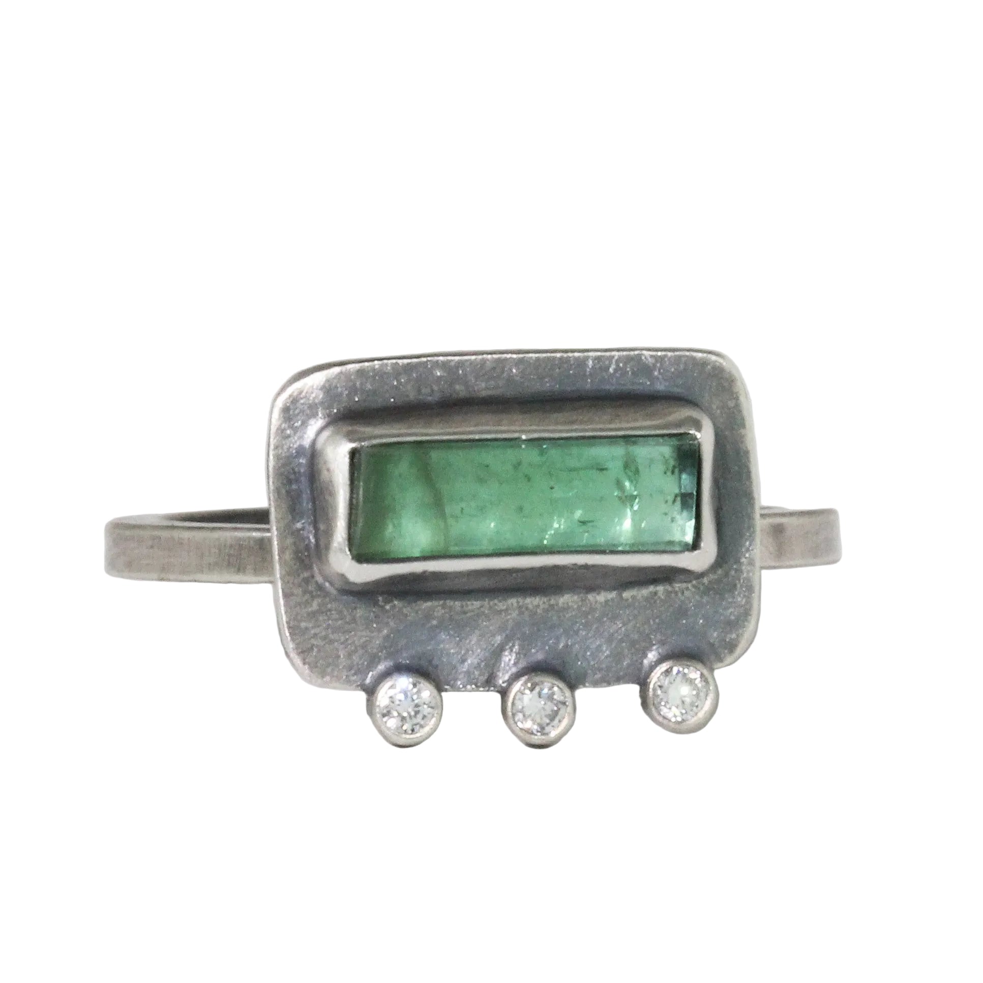 Green Tourmaline + Diamond Ring