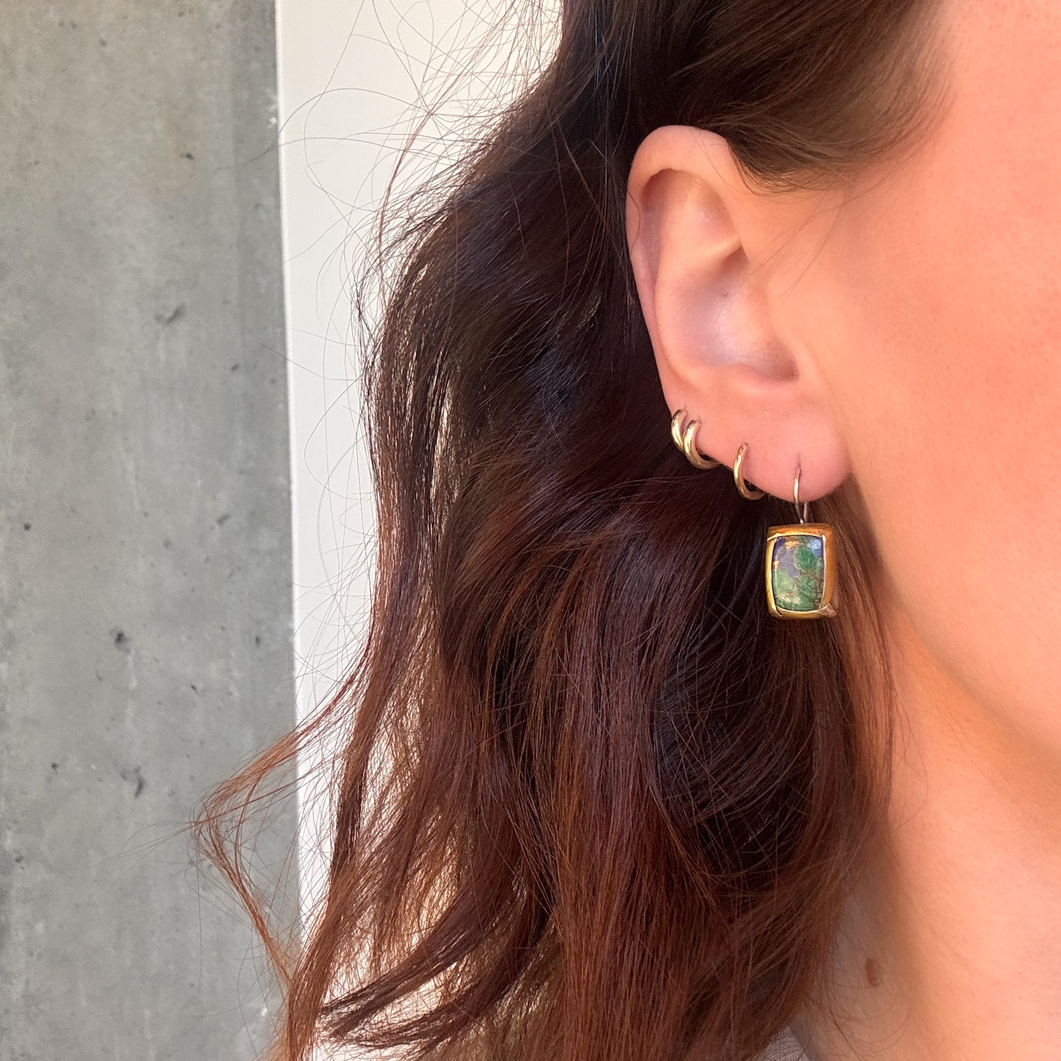 Small Rectangular Azurite Earrings