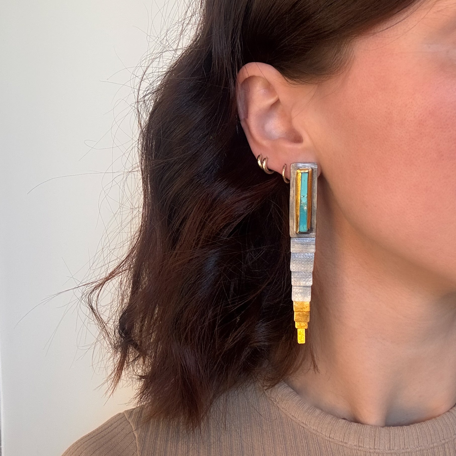 Turquoise Cascade Post Drop Earrings