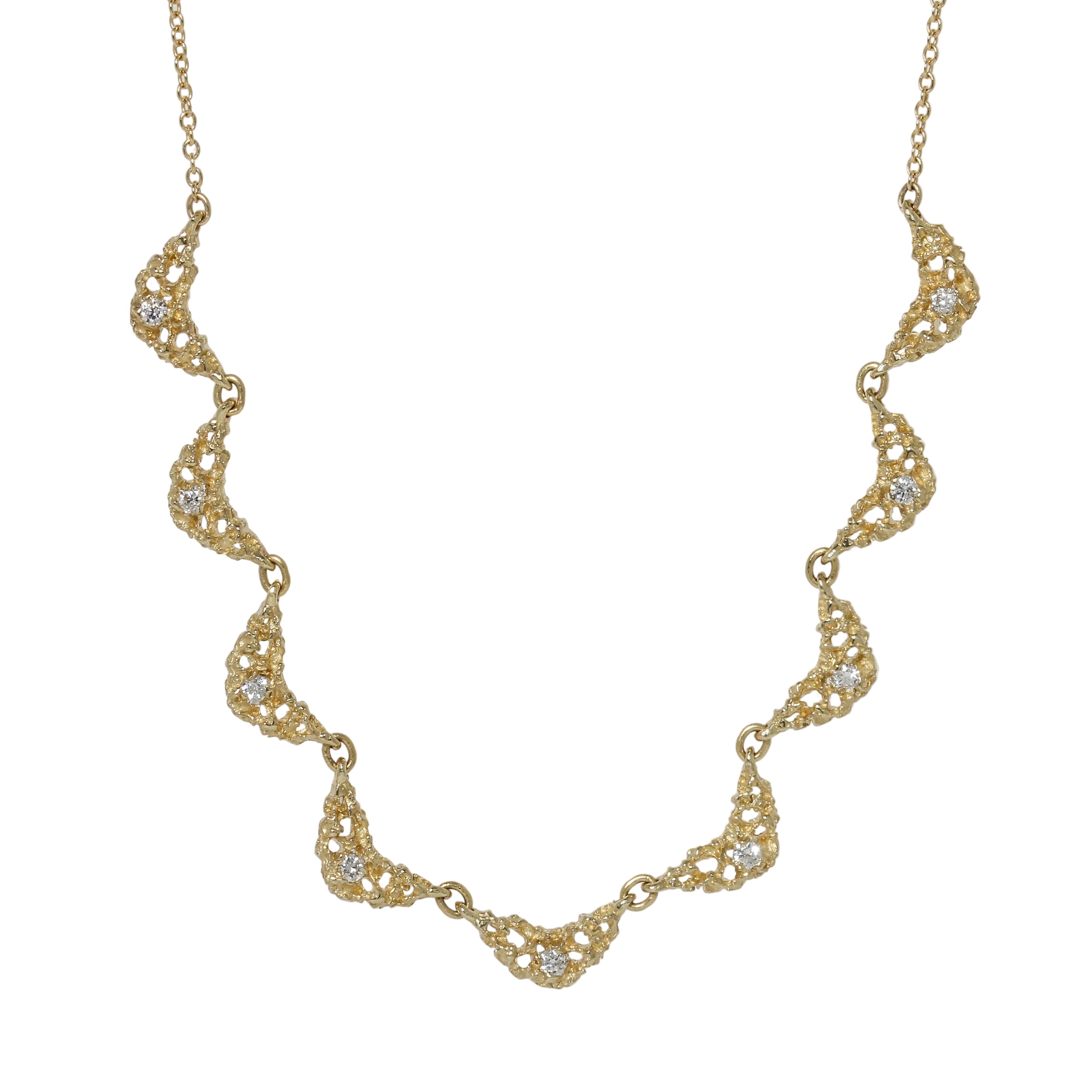 branch 14k yellow gold Lune collar necklace with diamonds