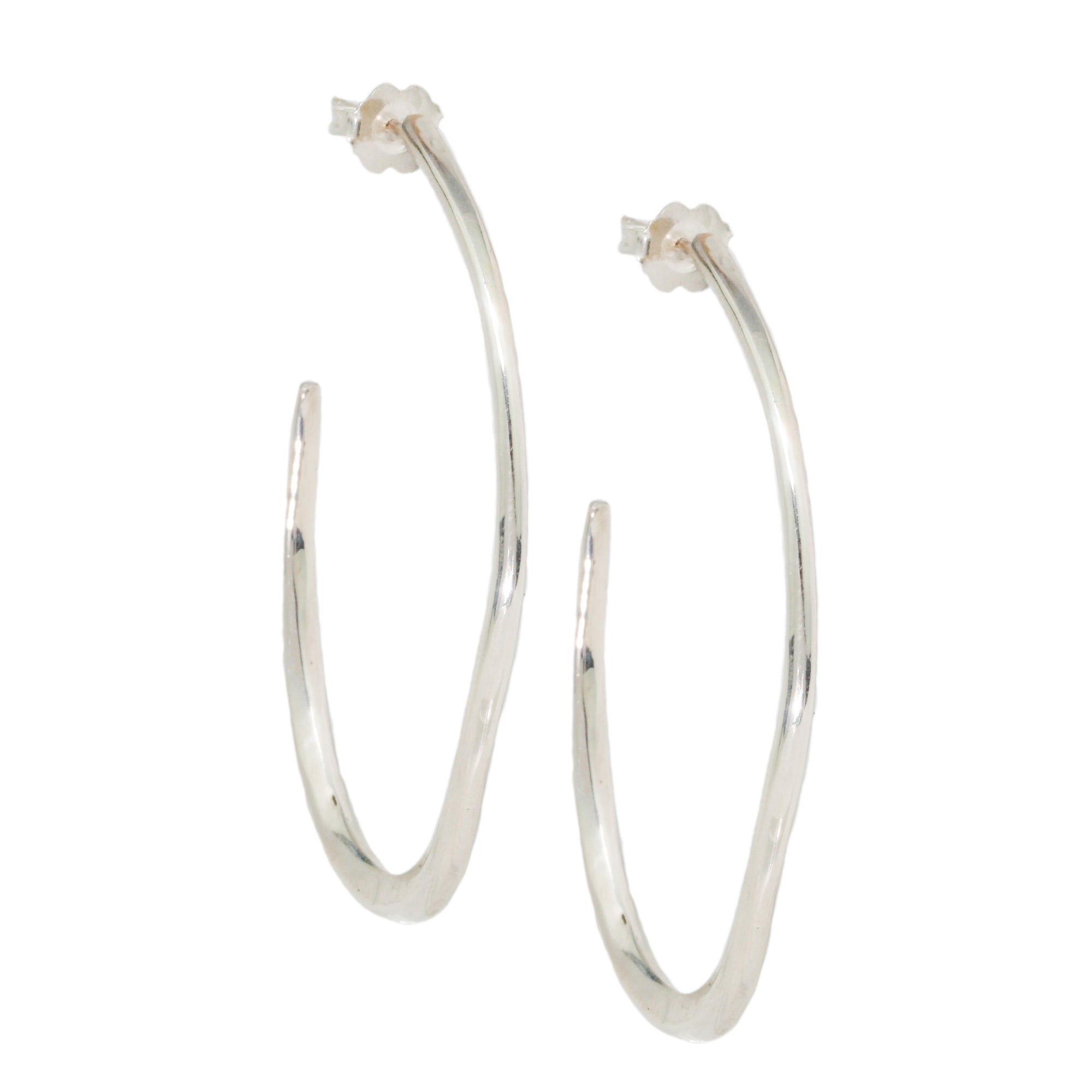 Organic Oval J Hoop Earrings