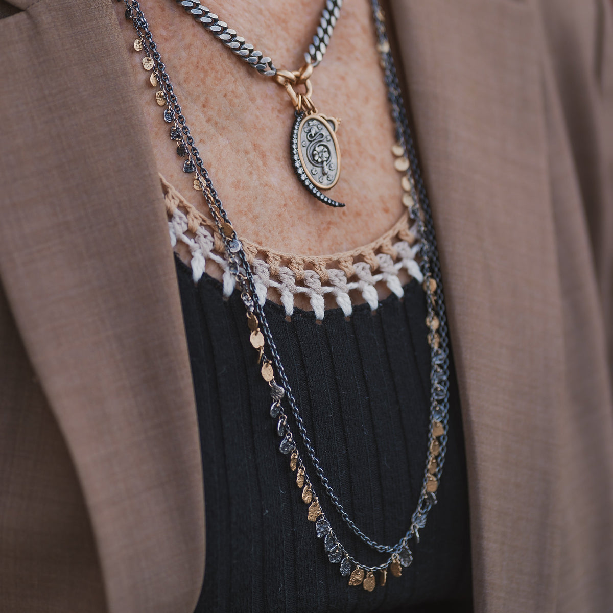 Long Double Chain Kelp Necklace