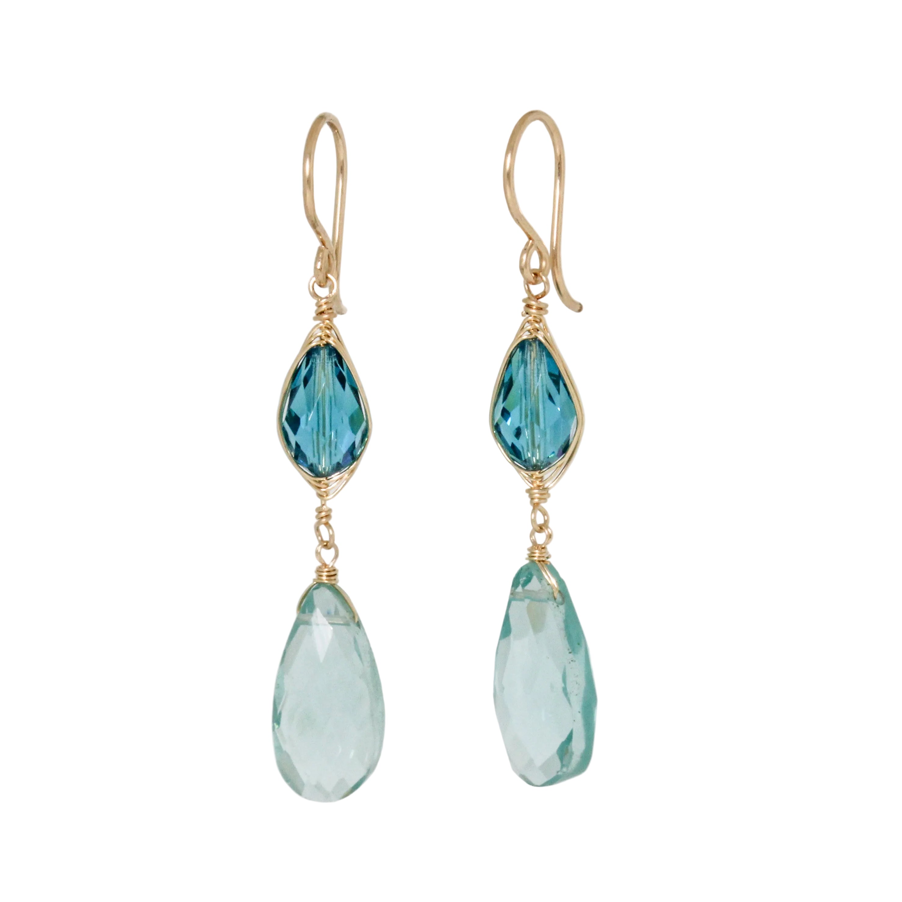 Aqua & Teal Quartz Earrings