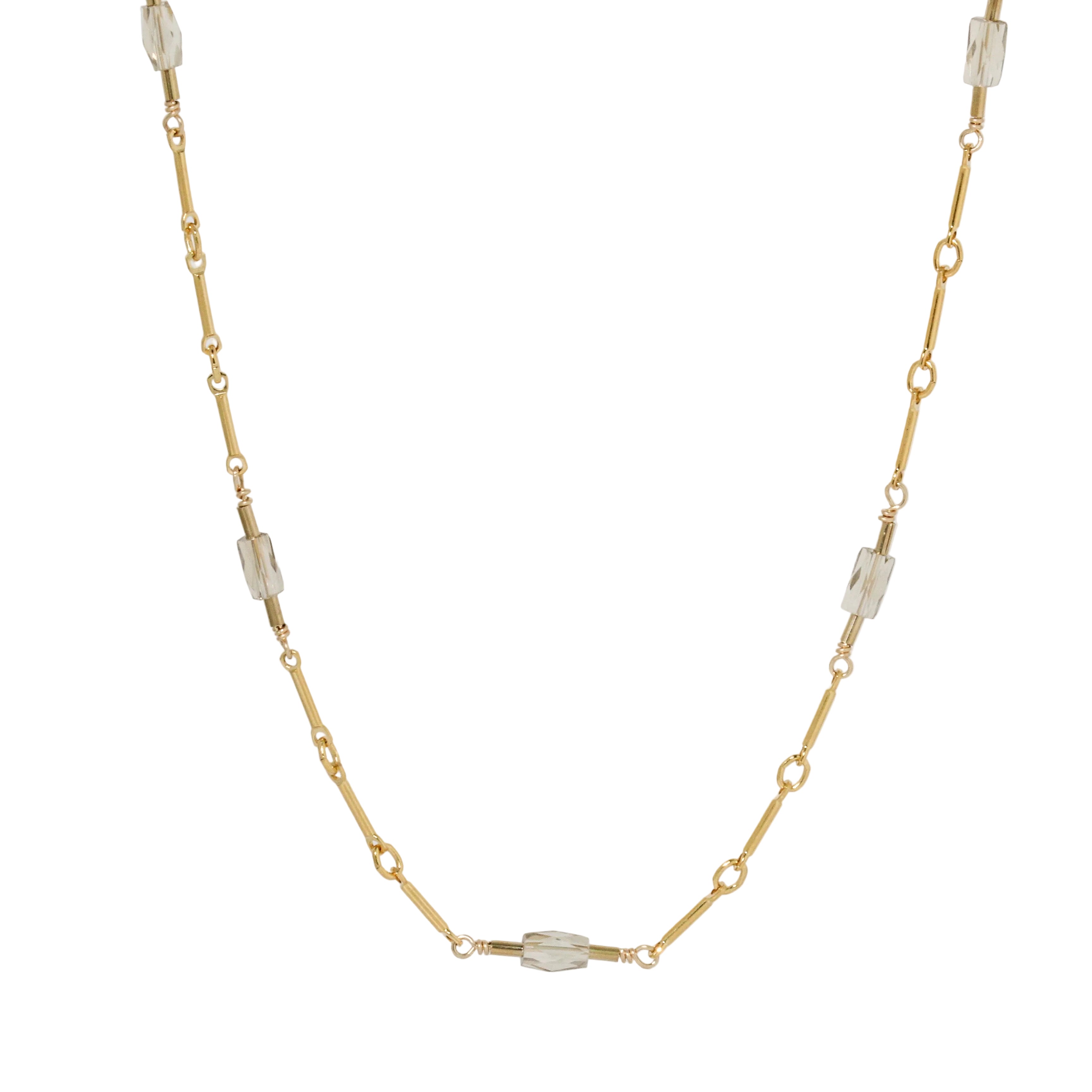 Long Champagne Link Chain Necklace