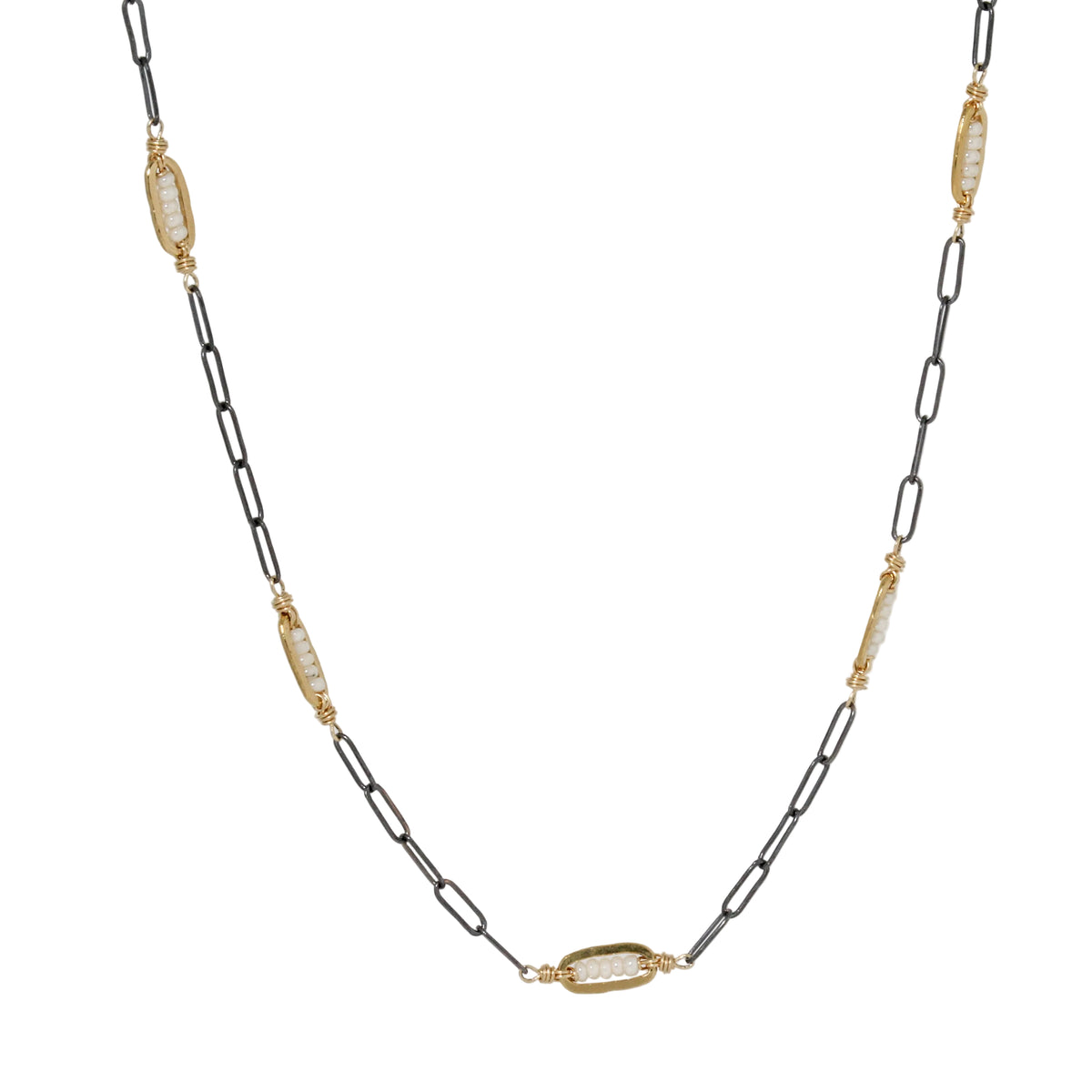 Mixed Metal Pearl Channel Chain Necklace – Chemistry Jewelry