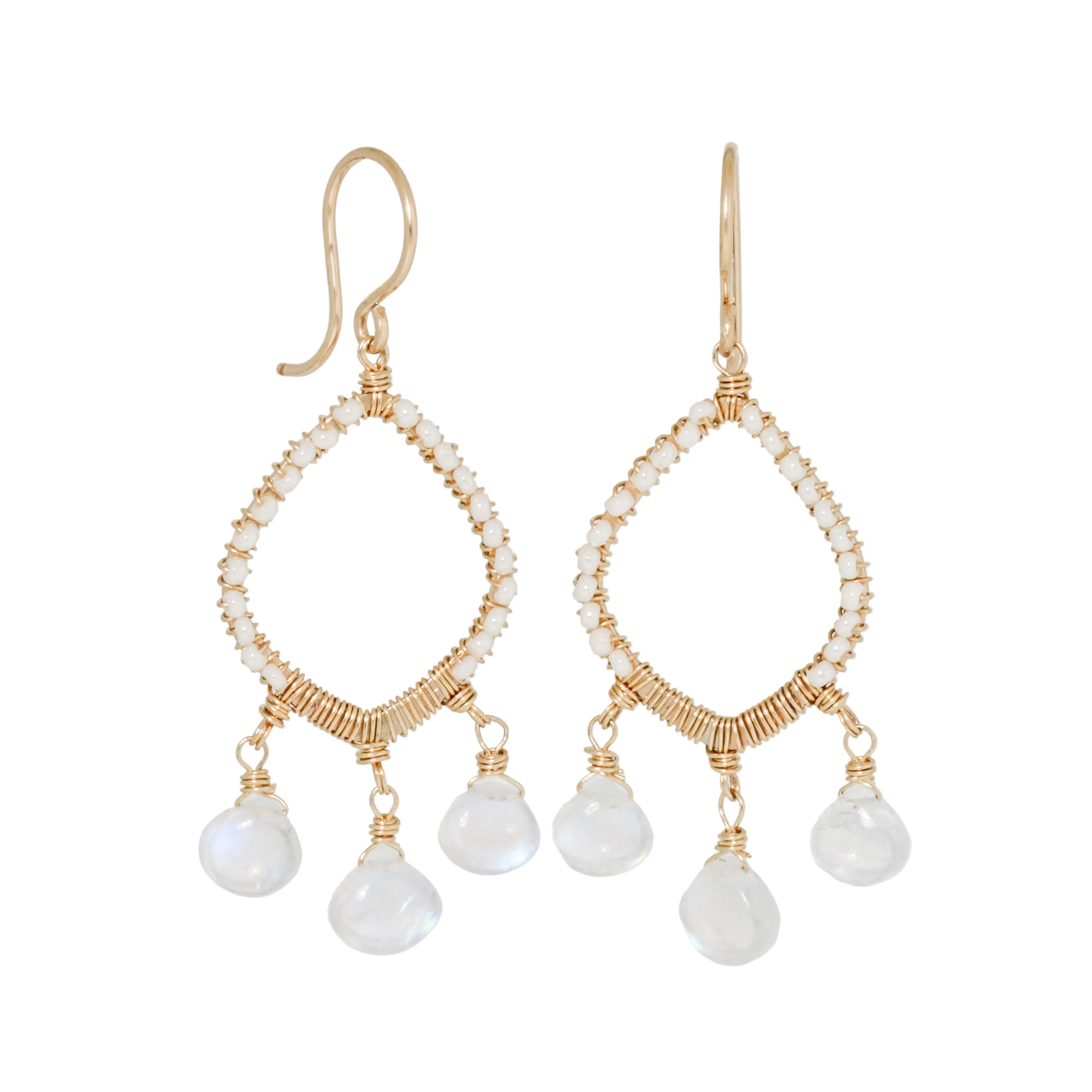 Pearl Frame & Moonstone Drop Earrings