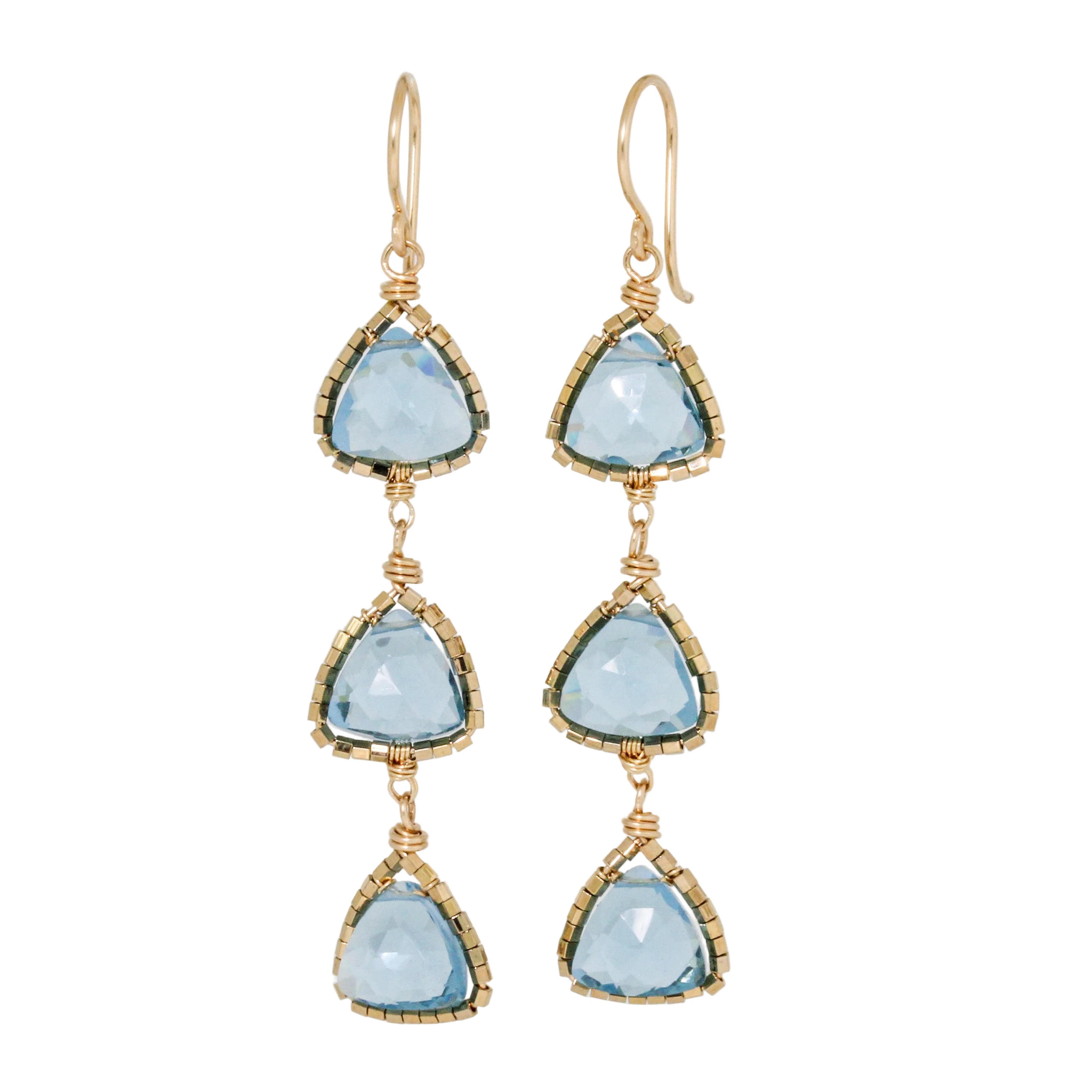 Triple London Blue Quartz Earrings