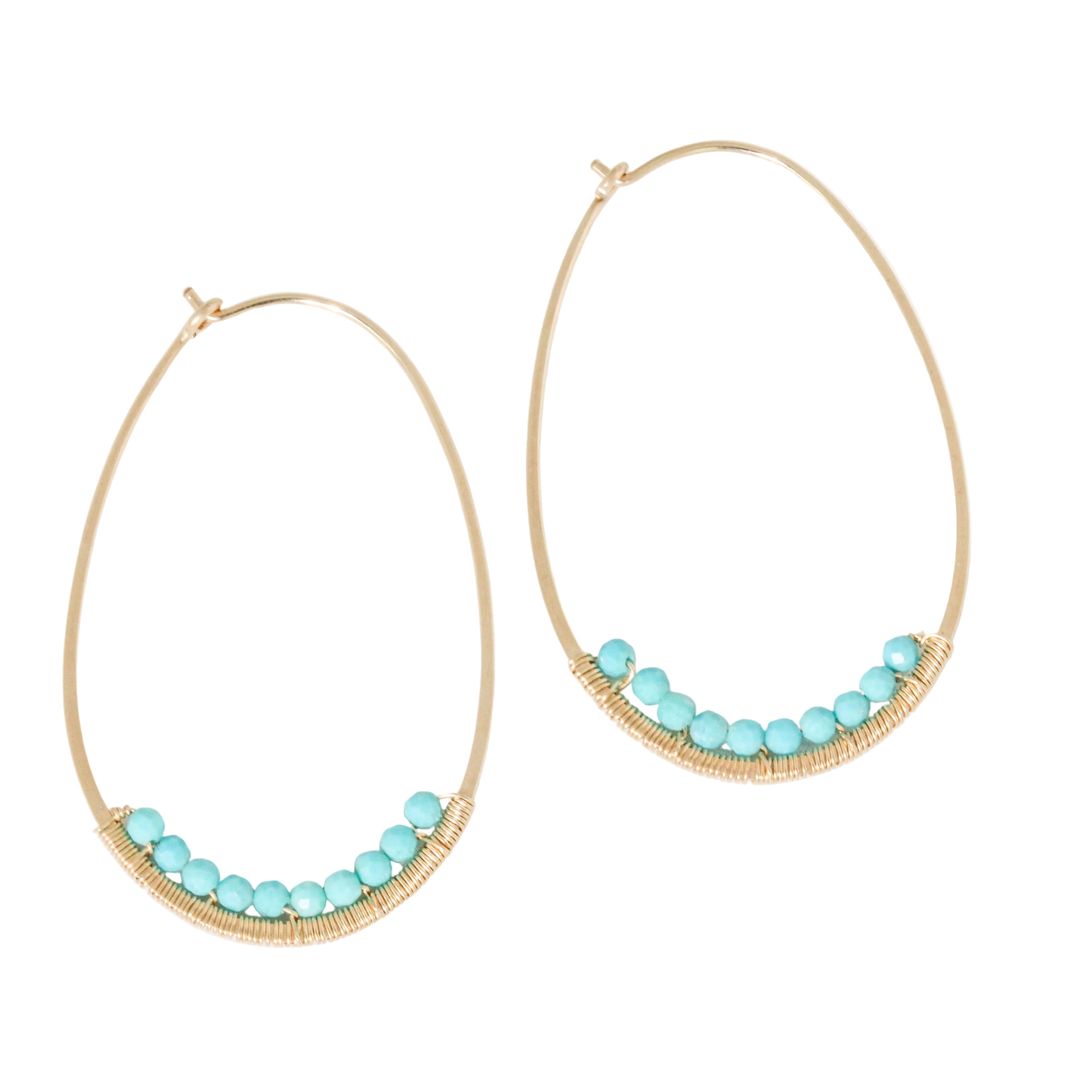 Turquoise Bead Hoop Earrings
