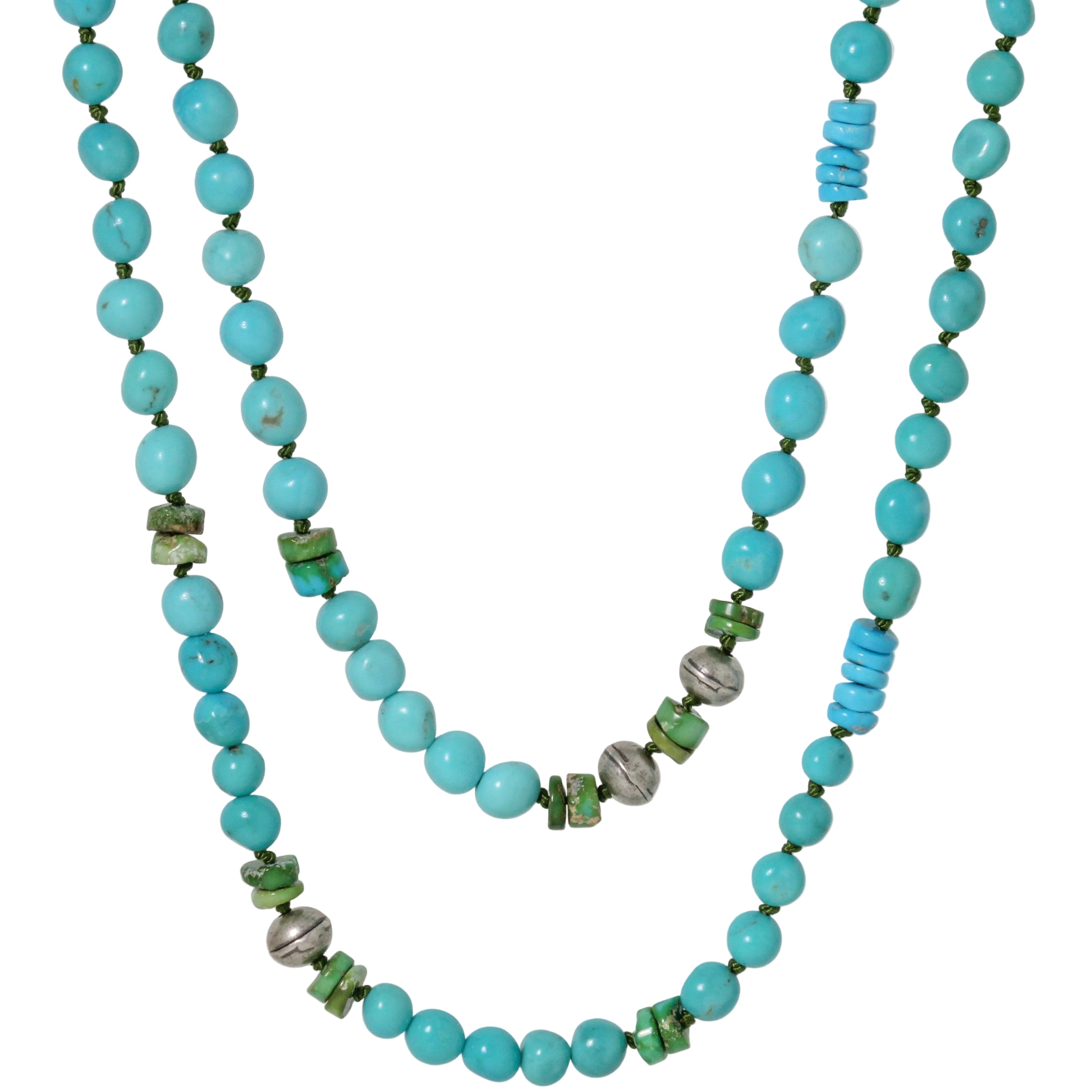 Extra Long Mixed Blue Ridge Turquoise Necklace