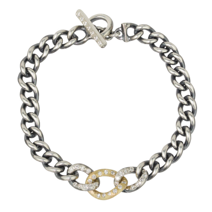 Curbed Diamond Link Bracelet