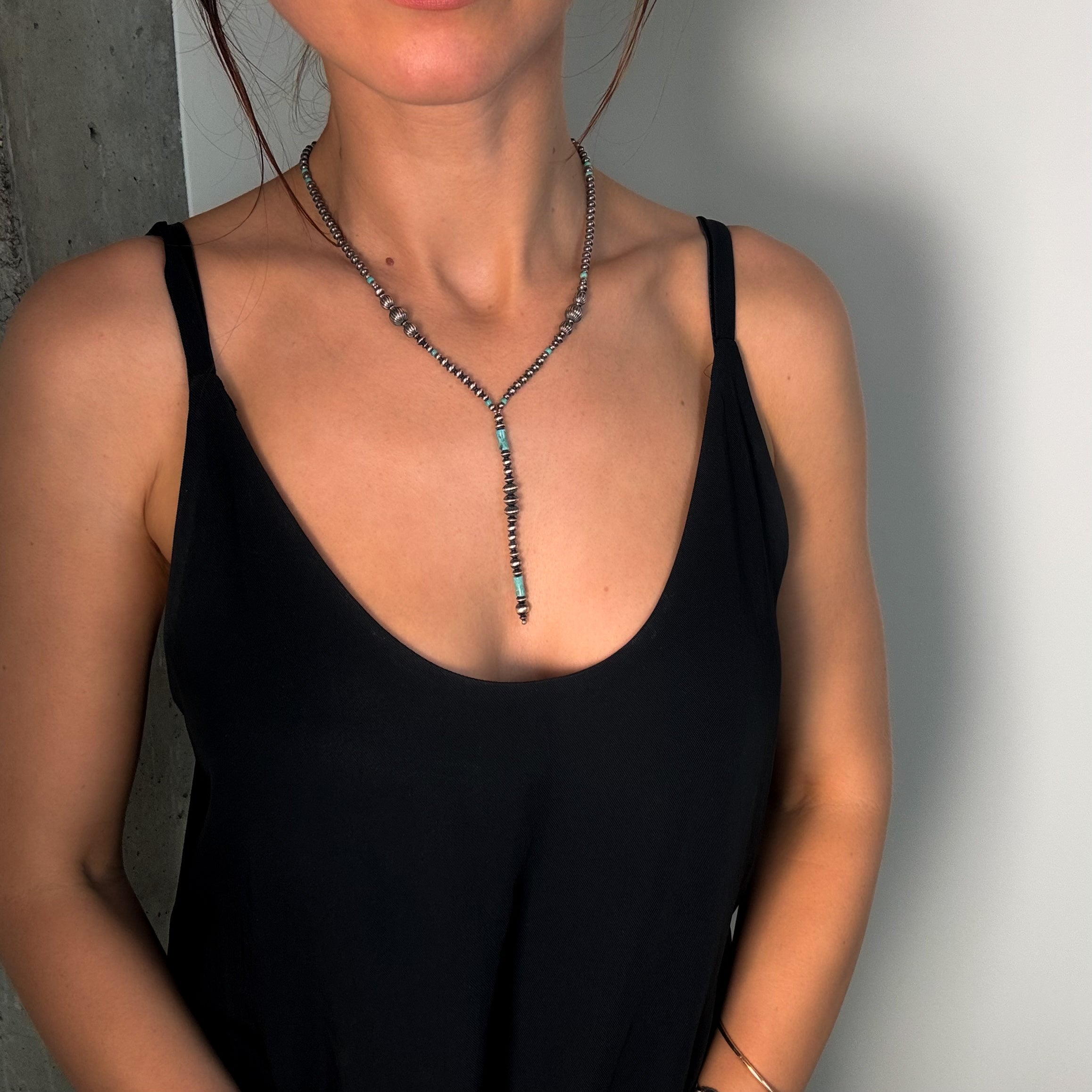 Navajo Pearl Lariat w. Turquoise Necklace