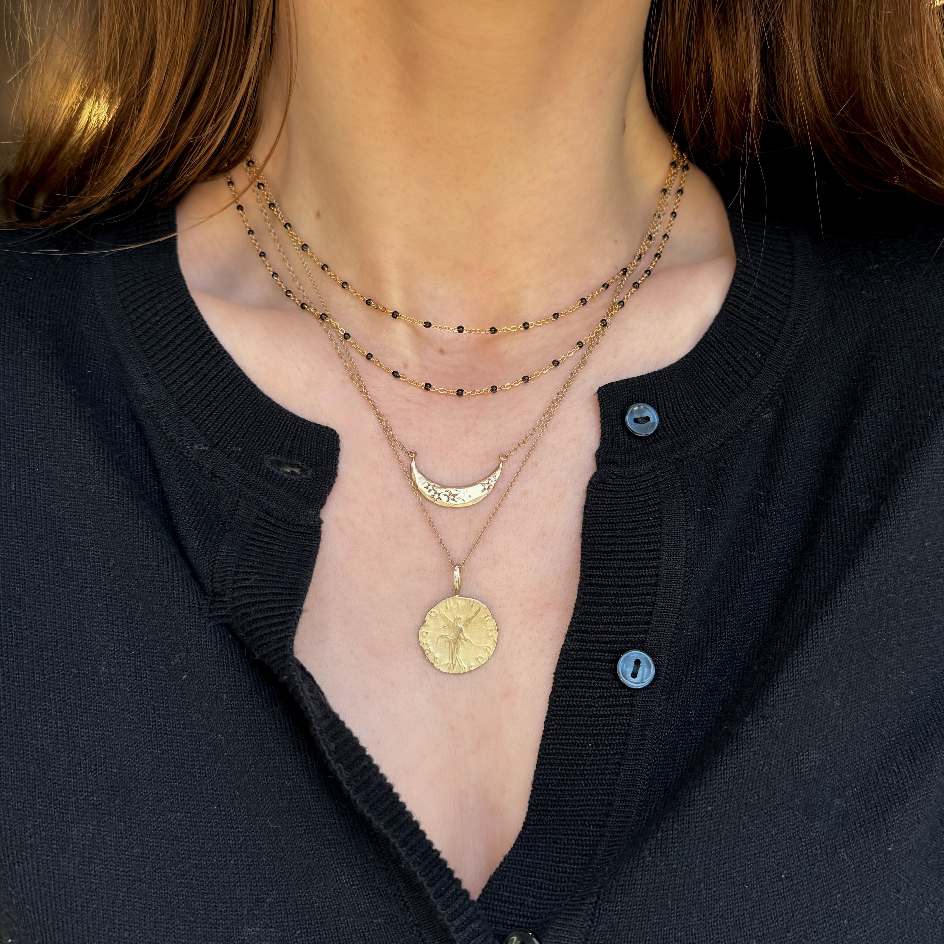 Black Enamel Dot Necklace