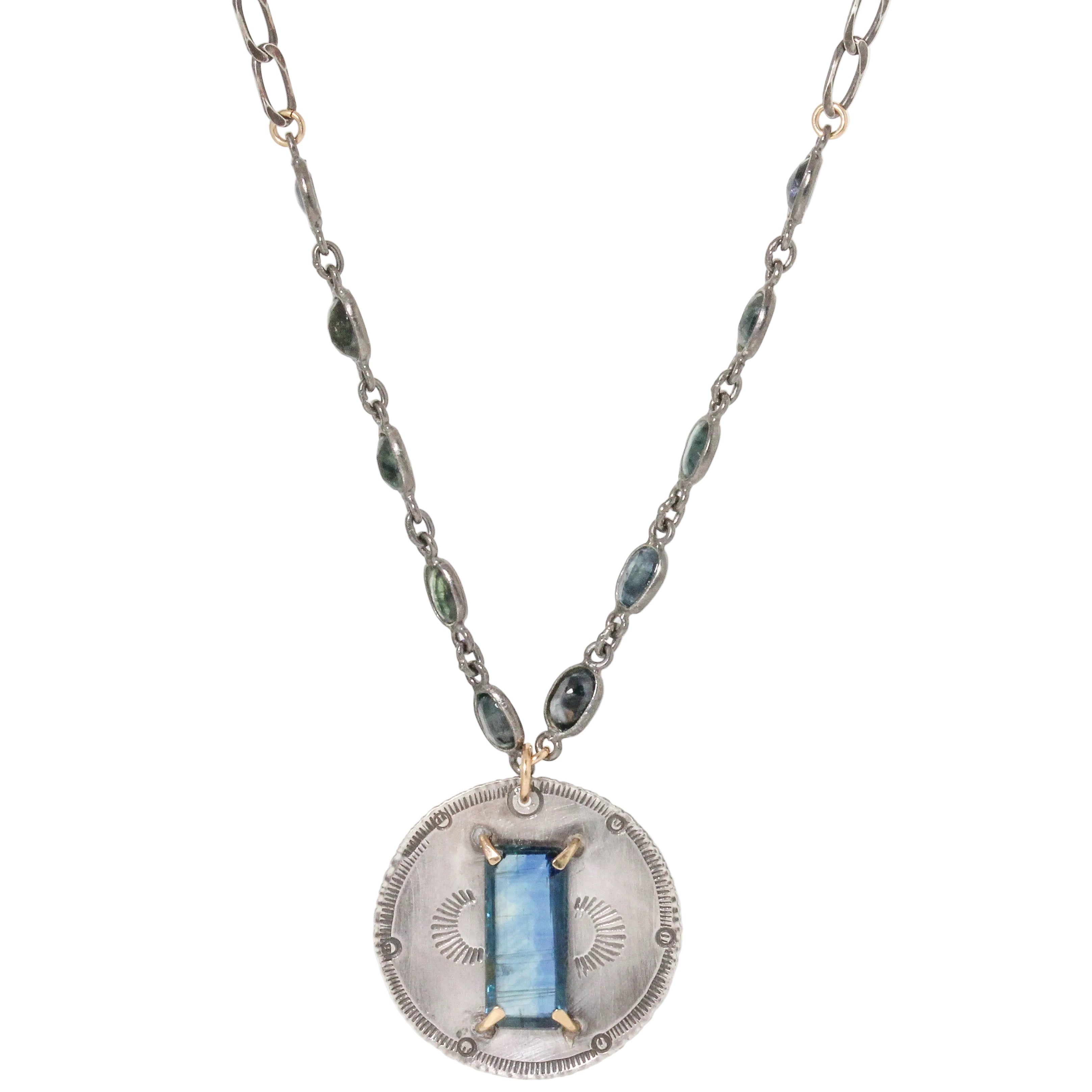 Diopside Kyanite + Blue Sapphire Chain Necklace