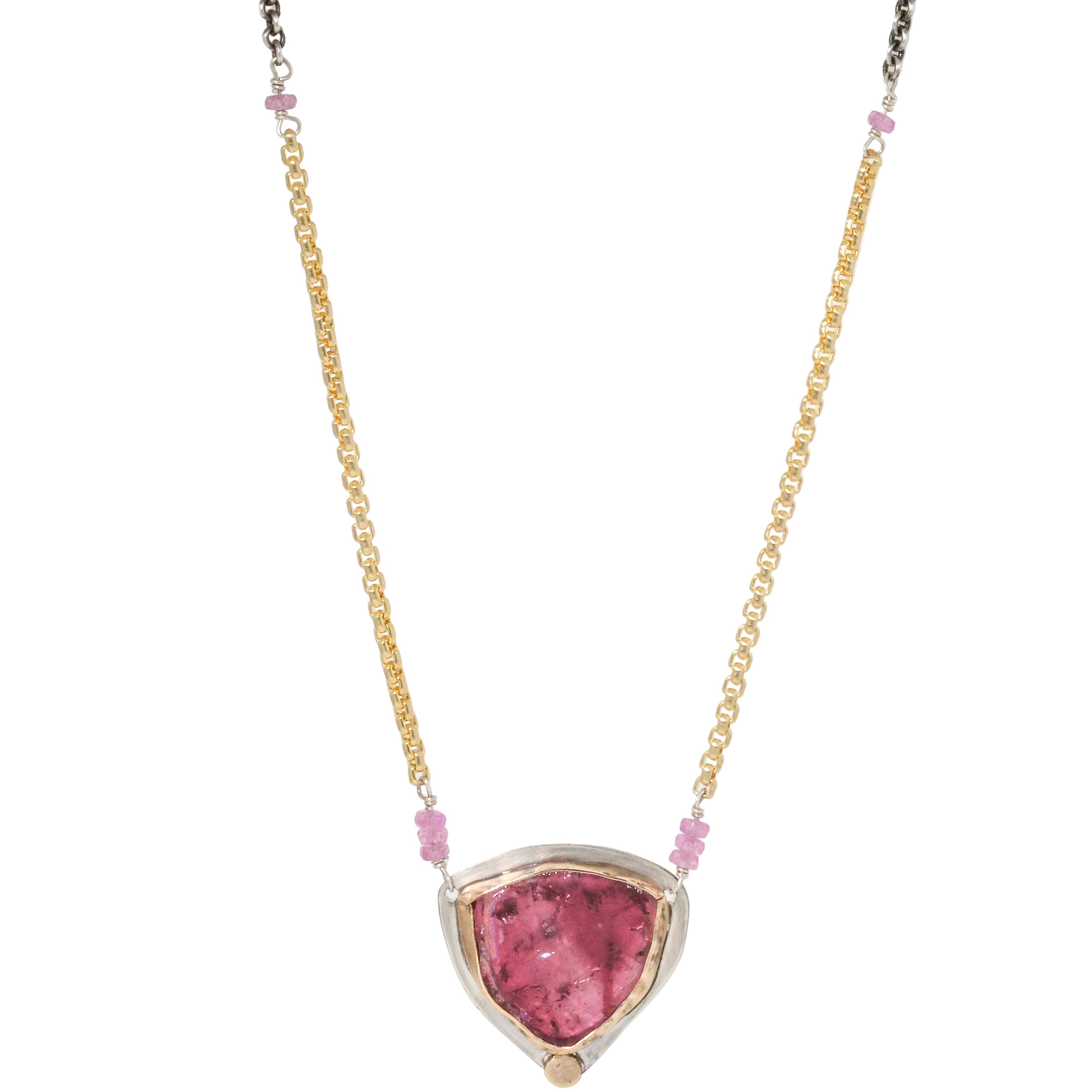 Pink Tourmaline Slice Necklace
