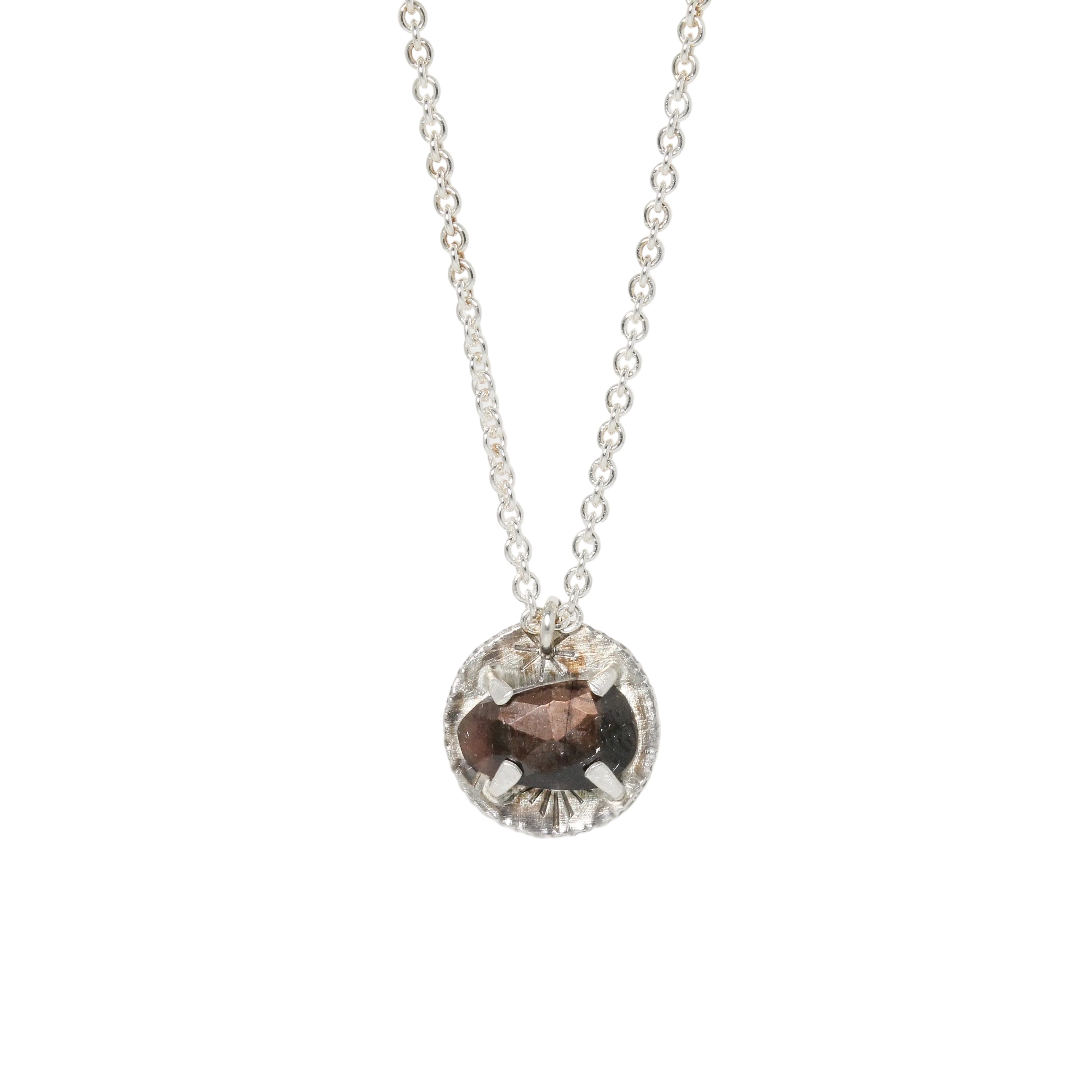 Glacier lily sterling silver and brown sapphire necklace