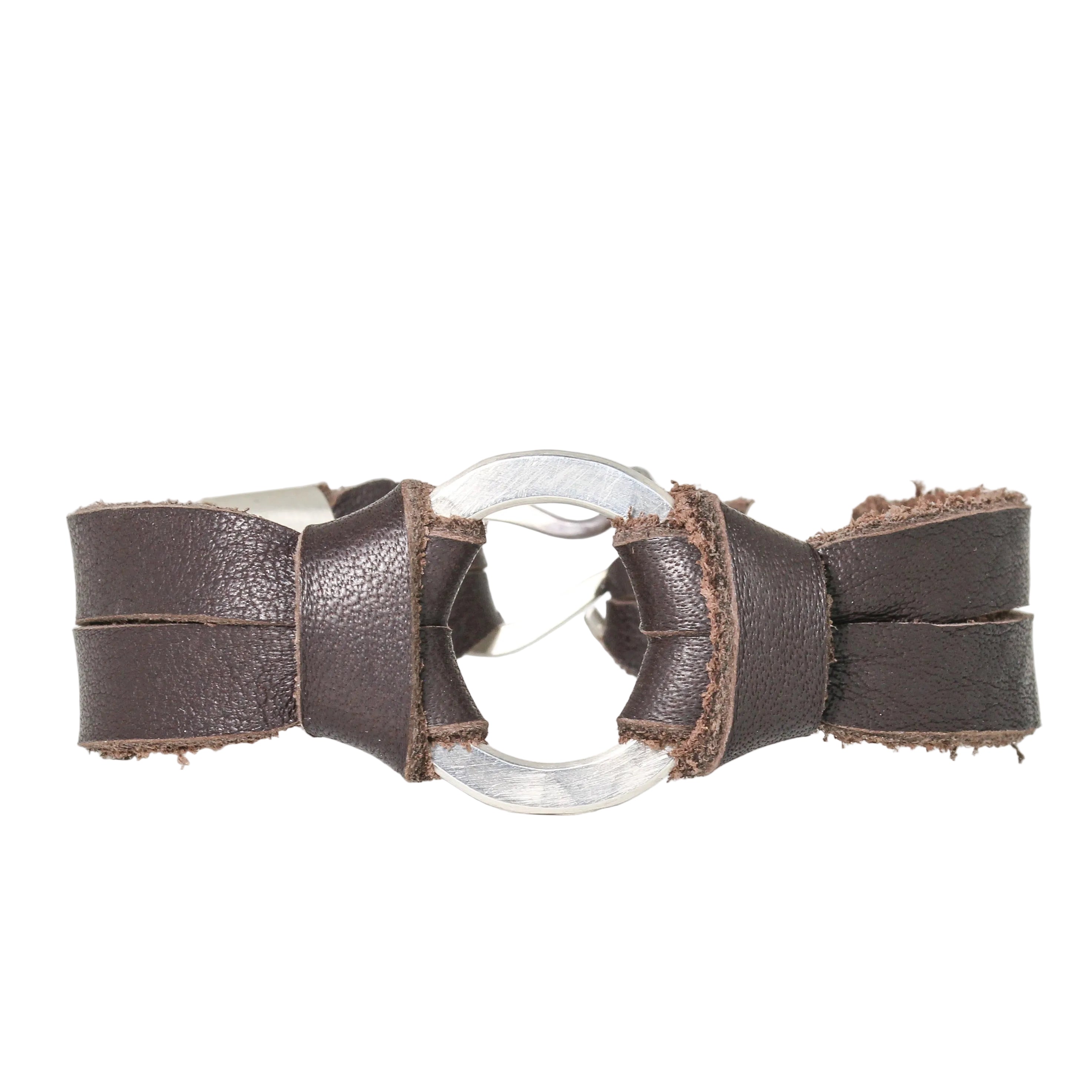 glacier lily brown leather come here bracelet