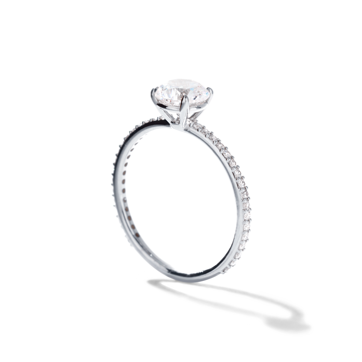 Solitaire Pave Engagement Ring