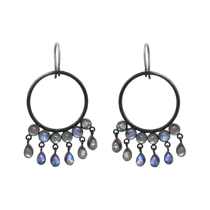 Rainbow Moonstone Chandelier Earrings