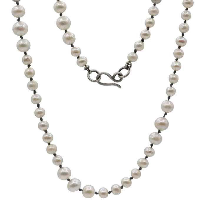 Knotted White Pearl Necklace