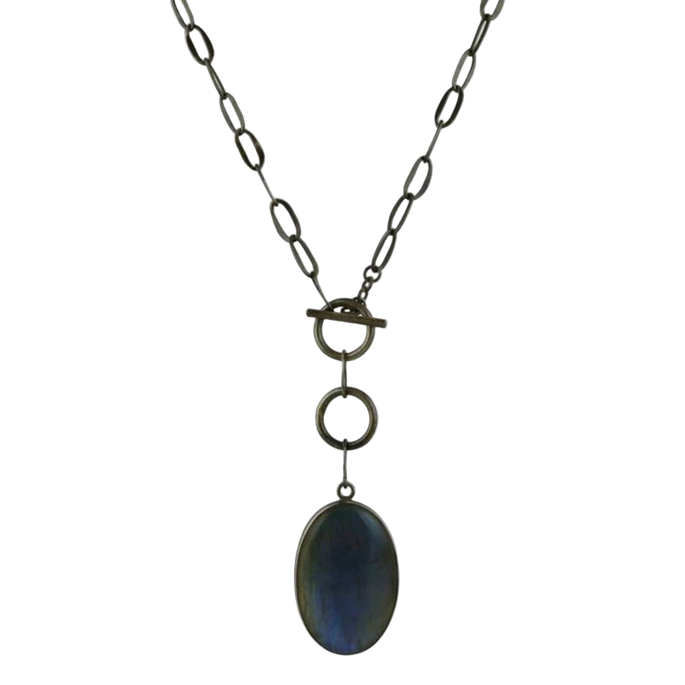 Large Oval Labradorite Toggle Necklace