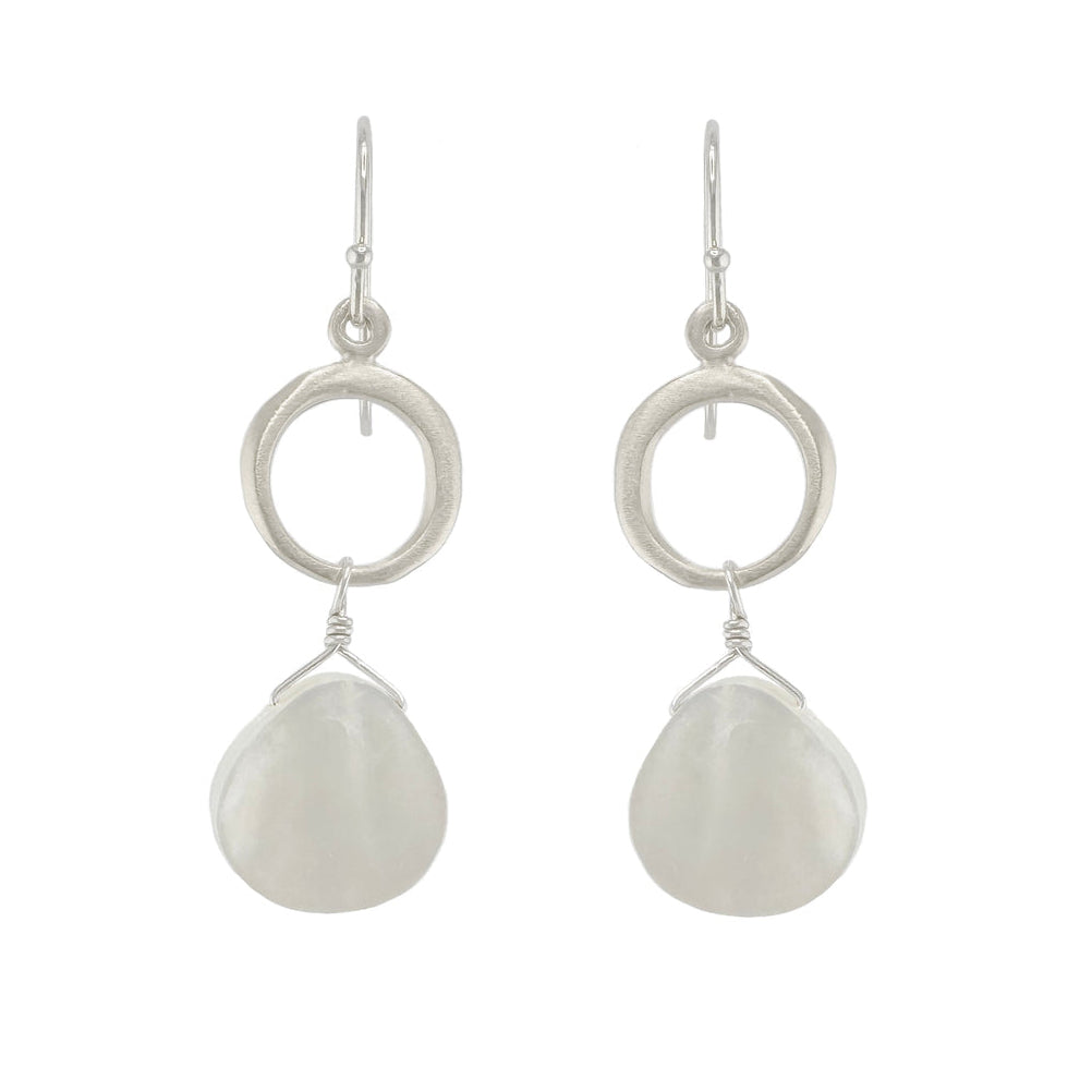 Organic Circle with Mother of Pearl Drop Earrings