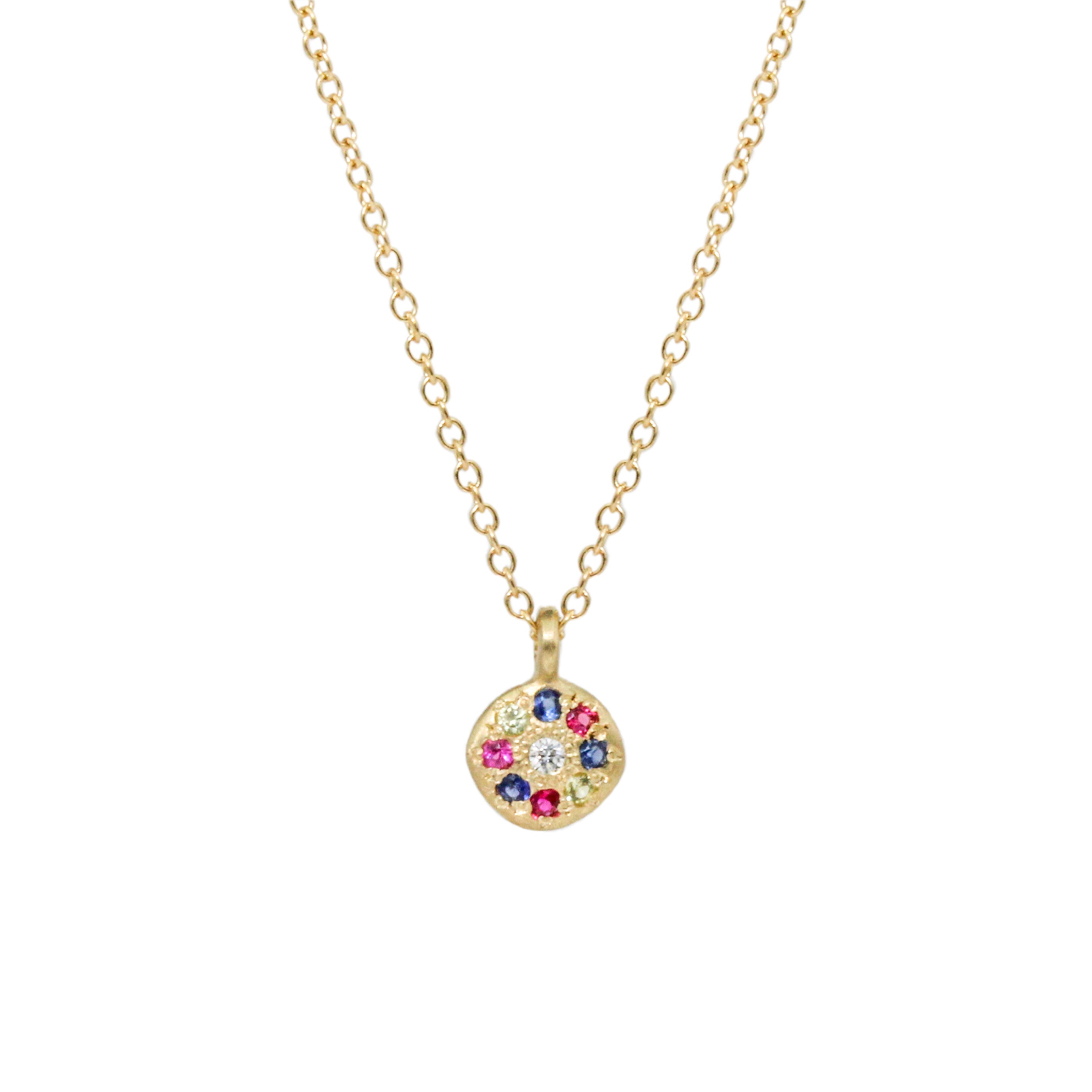 Multi Sapphire Floret Charm Necklace