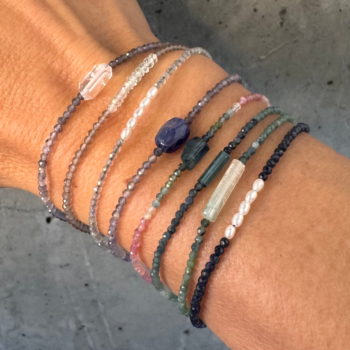 Labradorite + Pearl Bracelet