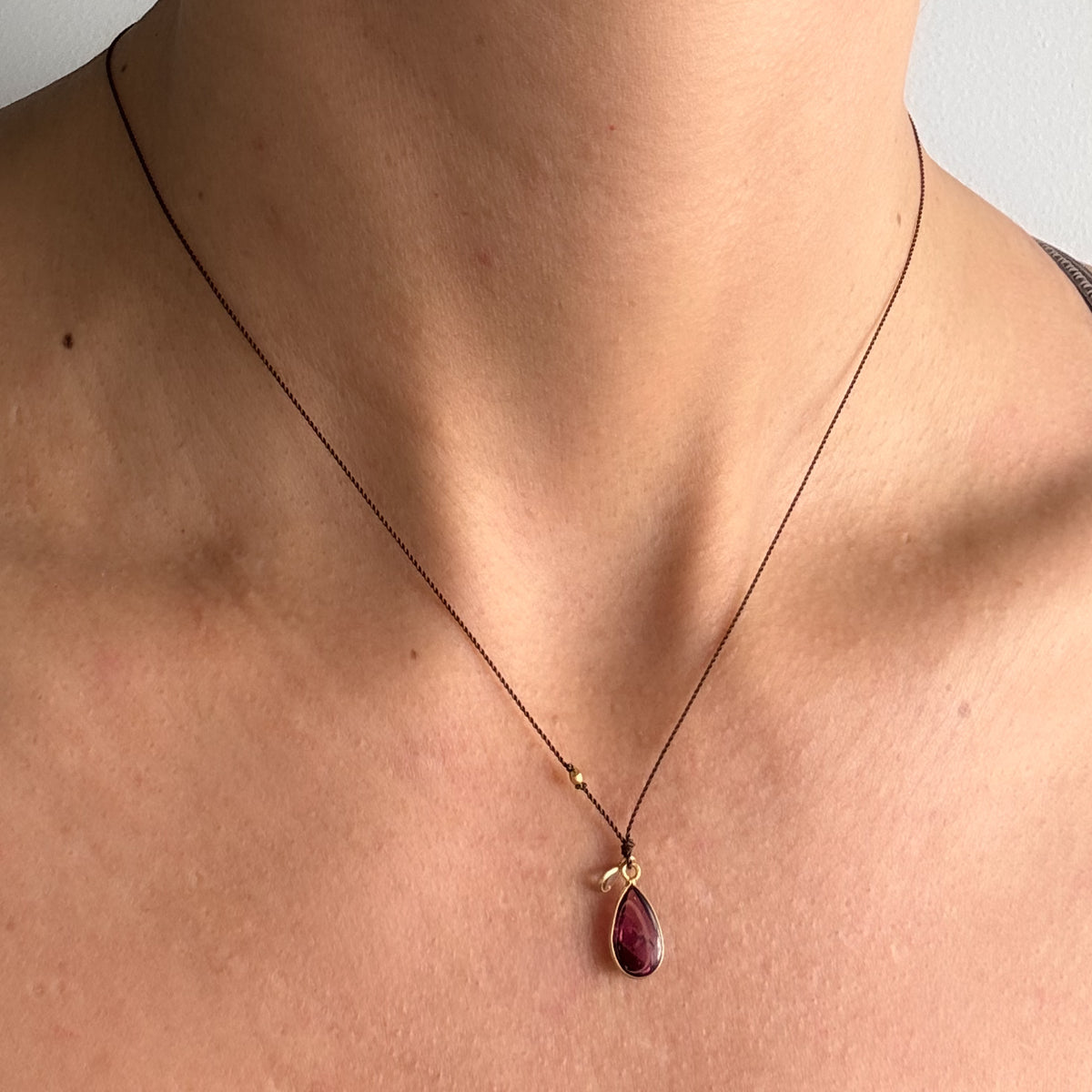 Pink Tourmaline + Diamond Teardrops Necklace