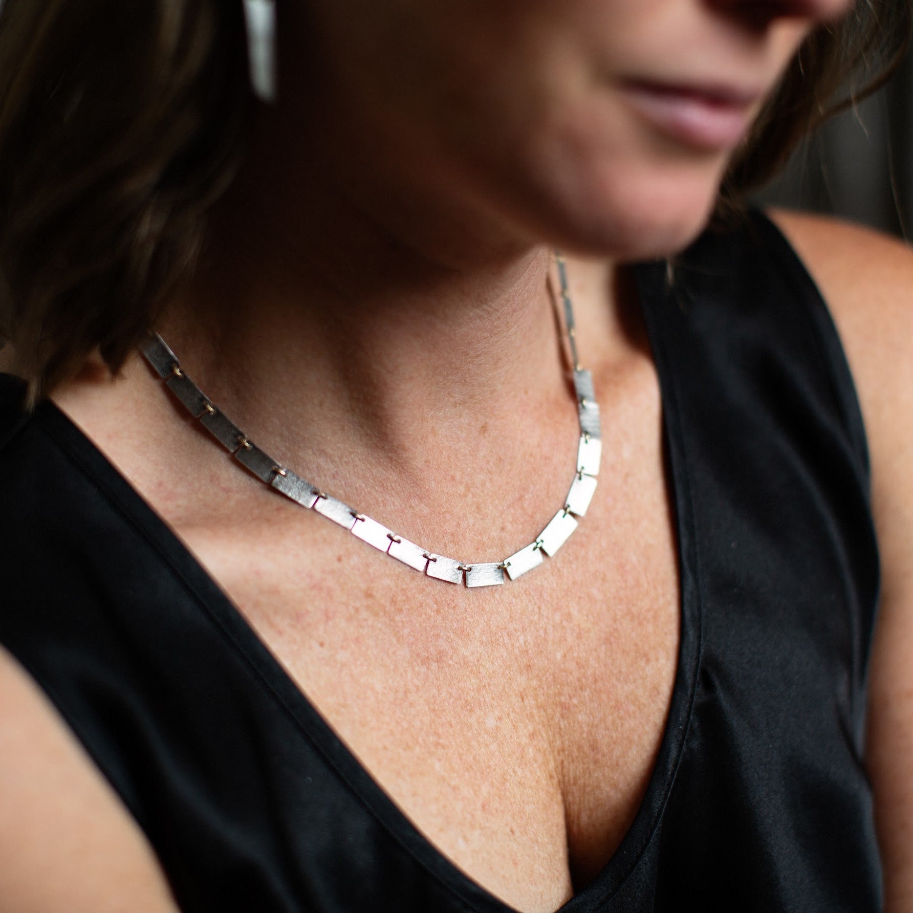 Rectangle Link Collar Necklace