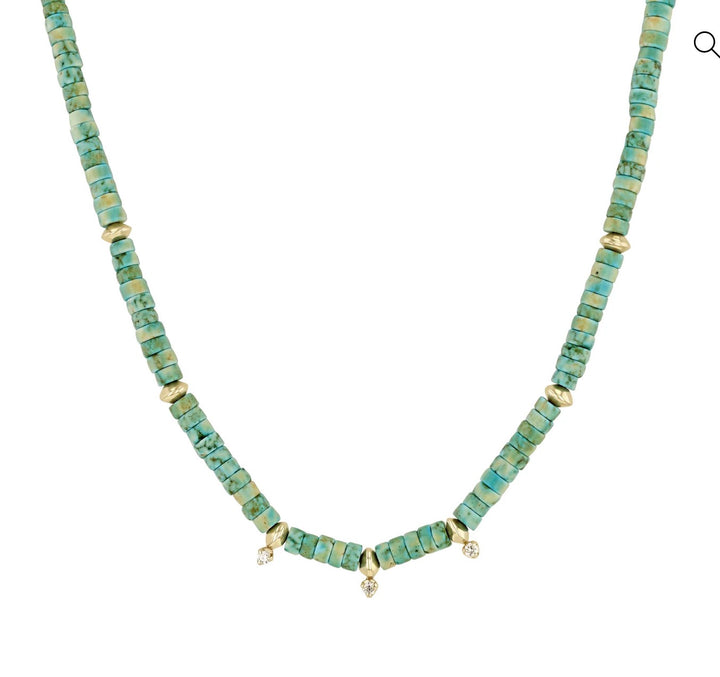 Light Turquoise Rondelle Bead Necklace