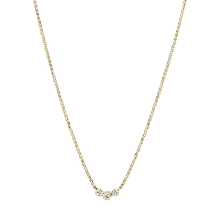 Three Bezel Curved Diamond Necklace