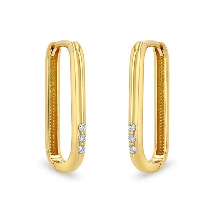 20mm Long Oval Huggie Hoops