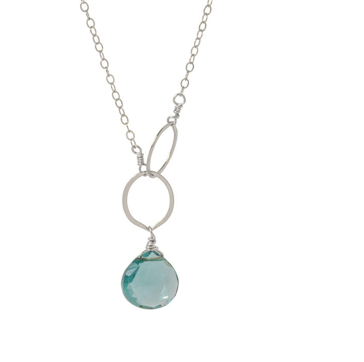 Sky Blue Topaz Circle Drop Necklace